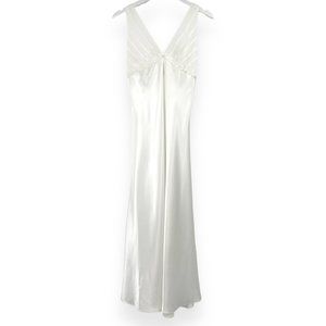 Oscar de la Renta White Satin Slip Maxi Dress with Adjustable Straps